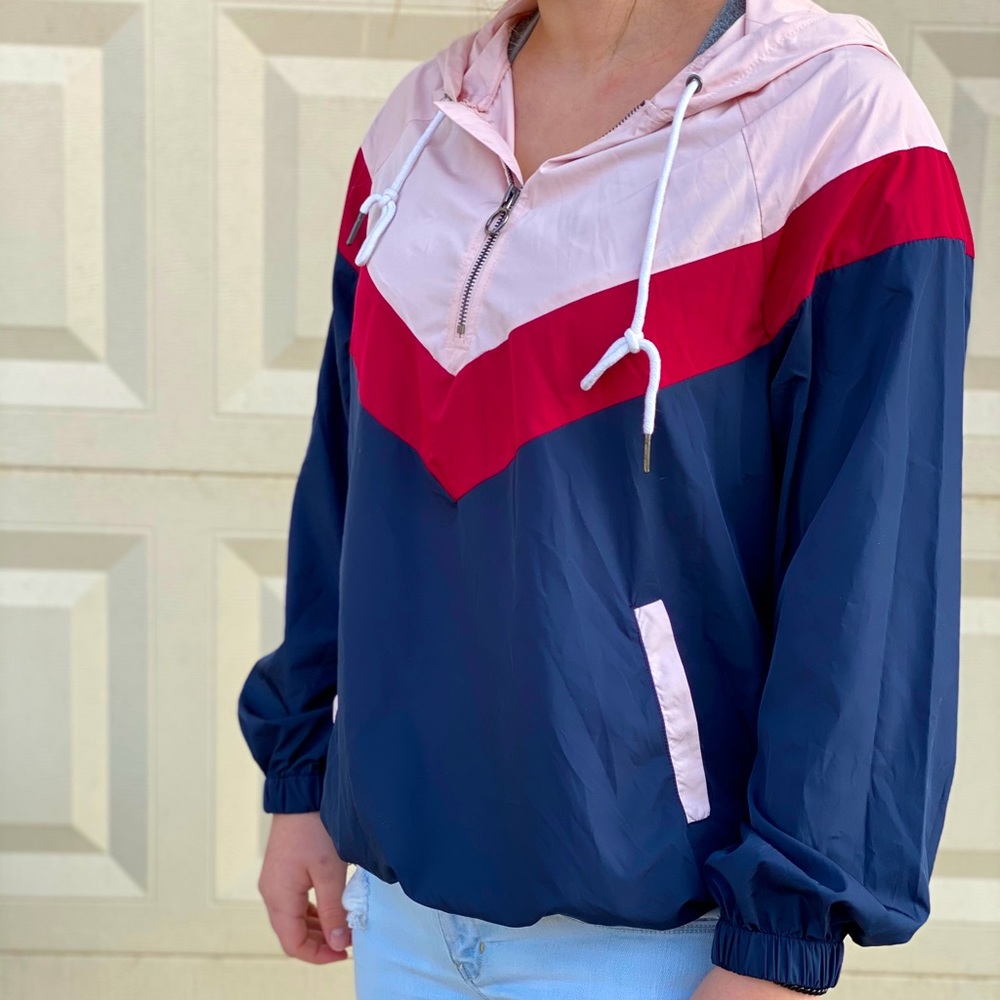 Main Strip Half Zipper Colorblock Windbreaker